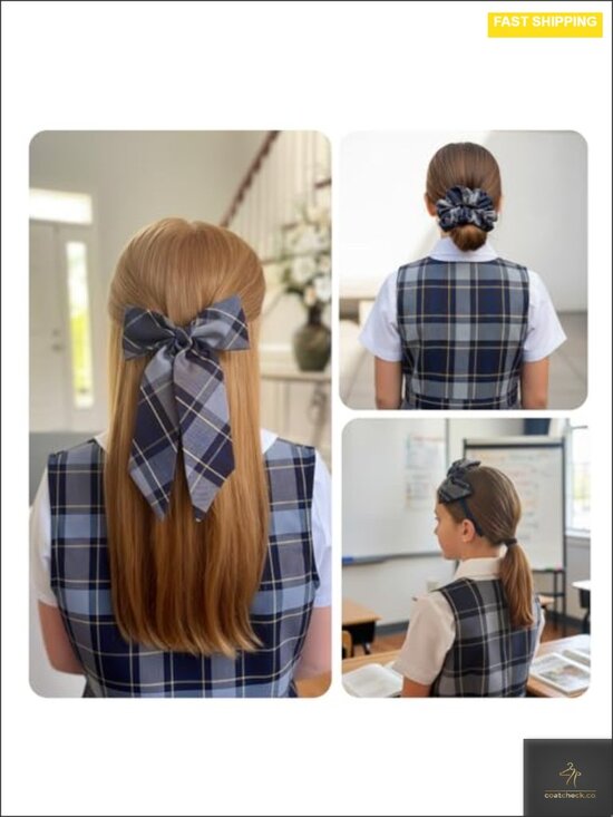 Plaid Hair Bows Set with Headband and Scrunchie School Uniform Accessories main image 5